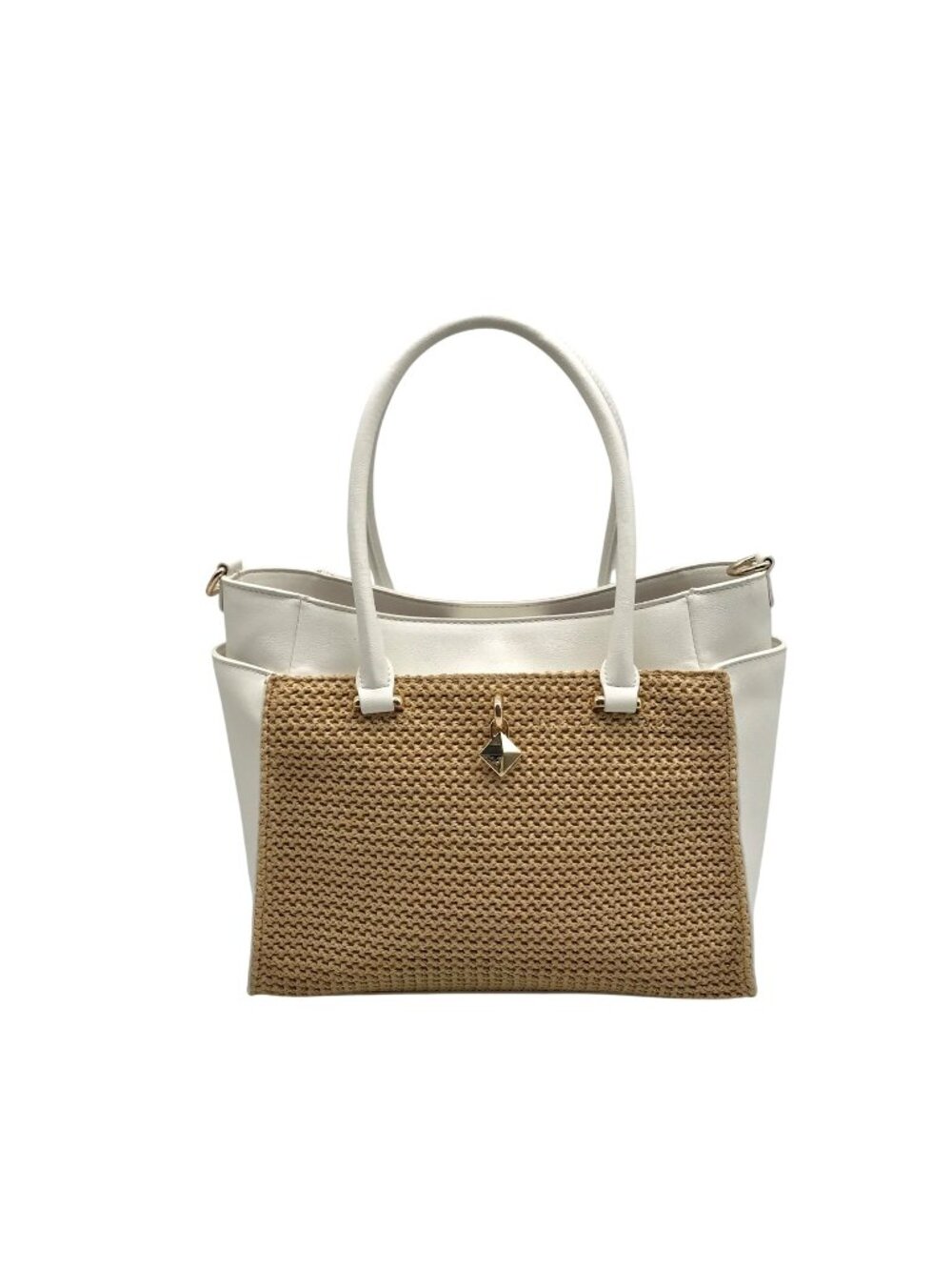 I.N.C. International Concepts Vanilla Straw Caitii Medium Satchel Bag